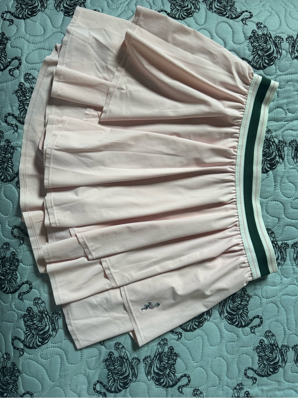 Pleated Pink Tennis Skirt with Striped Waistband